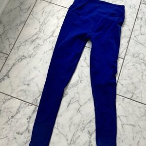 Lululemon combat blue 7/8 leggings.  Laser cuts